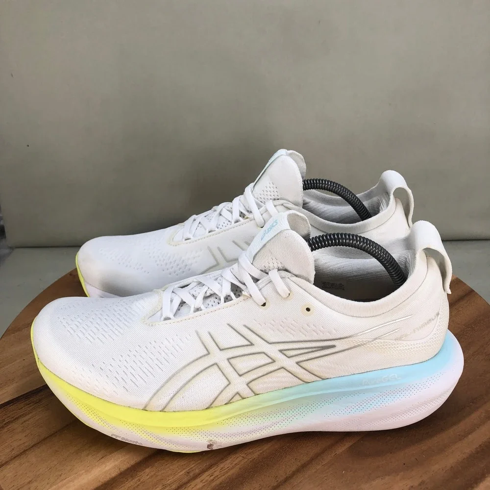 Asics Gel-Nimbus 25 Womens Running Shoes White Lime Zest 1012B356 Size 11.5